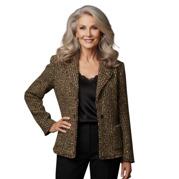 J.Jill Jackets & Blazers - J. Jill Size 18P Petite Brown Multi-Color Tweed Blazer Jacket